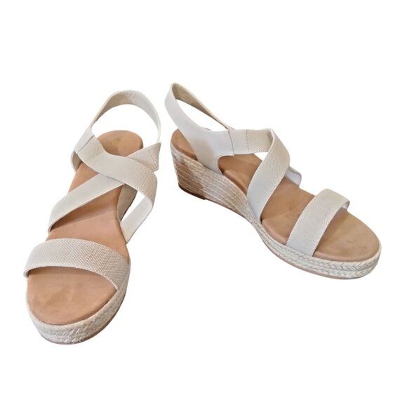 Platform Espadrille Wedge Sandals Open Toe Elastic Ankle Strap Slip-On Size 10 - Picture 3 of 11